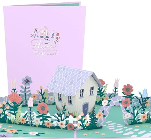 Lovepop 3D Pop-Up Karte Zuhause Glückwunschkarte zum Hausbau, Umzug, Traumhaus, Einweihungsparty Sweet Home Grußkarte | inkl. Umschlag & Versteckfach für Geld & Gutscheine