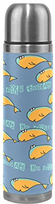 BEUSS Fisch Dophin Wasserflasche Wasserkanne Edelstahl Isolierte Isolierflasche Auslaufsicher Leder Verpackung(500 ml)