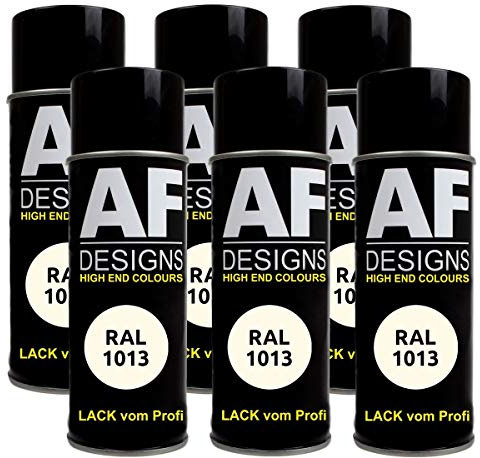 6 X RAL vernice spray per auto, colore bianco perlato satinato RAL 1013