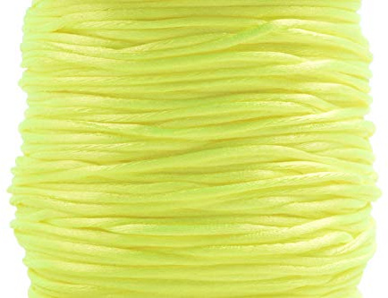 KONMAY 1.0mm Satinschnur/Flechtkordel Nylonschnur Friesen Faden Schnur für Schmuck Kunsthandwerk,73 Meters/Rolle, Neon Gelb
