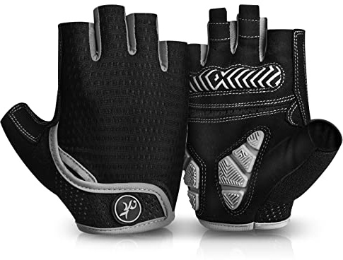 MOREOK Fahrradhandschuhe für Herren Damen Sommer Radsporthandschuhe Halbfinger 5MM SBR Gel rutschfeste/stoßdämpfende Handschuhe für Mountainbike, Rennrad & Downhill-G-S