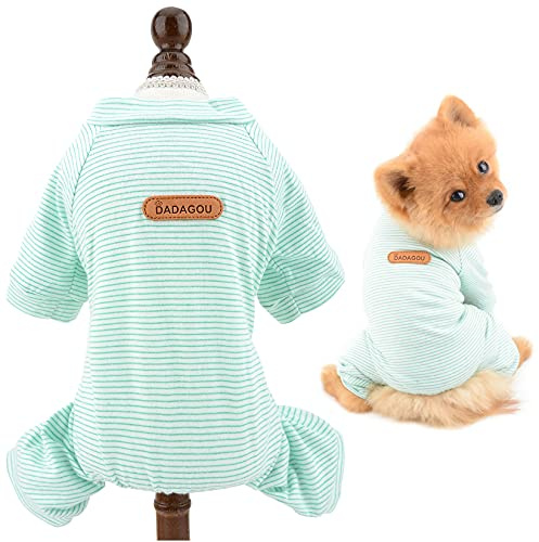 smalllee_lucky_store Gestreifter Baumwoll-Pyjama für kleine Hunde, Katzen, Welpen, Jumpsuit, Bodysuit, Indoor-Pullover, Hemd mit Beinen, Yorkie, Chihuahua, Kleidung