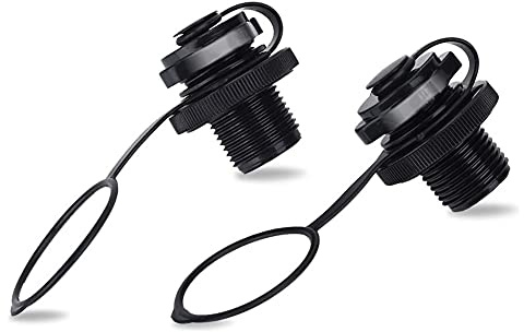 Inflatable Boat Air Valve,2PCS Inflatable Boat Spiral Air Plugs One-Way Inflation Replacement Screw for Inflatable Boat (Black)