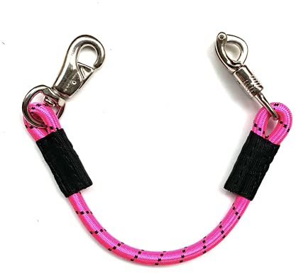 JA Horse Transport Elastik Anbinder Anbindestrick elastisch Gummianbinder Anbindekette mit Panikhaken und Bull snap für Reitsport Pferdeanhänger, Box und Stall