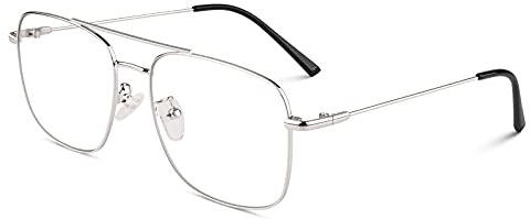 GQUEEN Montures de Lunettes Homme Femme Rétro Pilote Style Mode Métal Fausse Lunettes UV400
