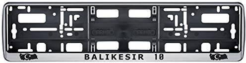 Auto Kennzeichenhalter in der Farbe Silber/Schwarz Nummernschildhalterung Auto, Nummernschildhalter Türkei Flagge 10 Balikesir 2 Stück