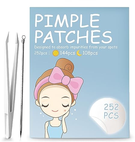 Akne Pickel Patches, 252 Stück Unsichtbare Hydrokolloid Anti Akne Patches Pflaster, Effektive Absorption zur Vorbeugung von Akne Marken und zur Abdeckung von Akne für alle Hauttypen Geeignet