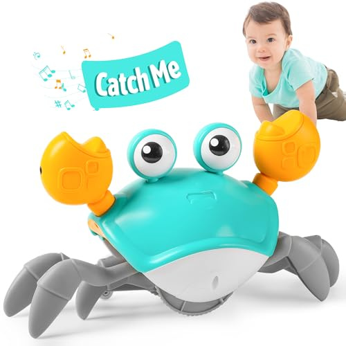 Hirger Crawling Crab Baby Toy, Dancing Walking Crab Tummy Time Toys for Infant 3-12 Month, Toddler Toys for 1 2 3 Year Old Birthday Gift