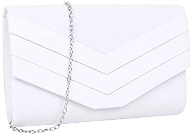 Creaher Clutch Weiß Damen, Clutch Bag Elegante Abendtasche Hochzeit Tasche Crossbody Schultertasche Unterarmtasche Mädchen für Abschlussball Wedding Party