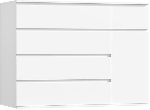 FOTOSOK White Dresser with 19.5'' Deeper Depth, Modern Dresser White Chest of Drawers with Door for TV Stand, Deep Drawers and Wide Storage Space