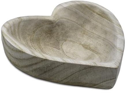 Spetebo Holz Herz Dekoschale natur - 21 cm - Romantische Tischdekoration in Herzform - Tisch Deko Obst Bonbon Schale für Valentinstag Hochzeitstag Jahrestag