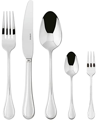 Sambonet Royal 52563-G6 - Set di Posate da Tavola monoblocco in acciaio inox 18/10, per 6 persone, 24 pezzi: 6 forchette, 6 cucchiai, 6 coltelli, 6 cucchiaini da tè