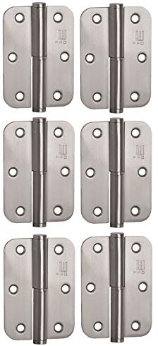 AZERODESIGN Lot de 6 charnières de portes en acier inoxydable 90 x 65 x 2,5 mm Bords ronds sans bords (DROITE)