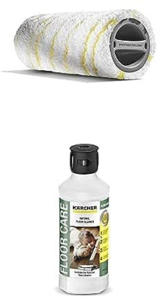 Kärcher Natürlicher Bodenreiniger RM 538N, 0,5 l, vegan und Mikrofaserwalzenset für alle FCs, EWM 2 (2 Universalwalzen, waschbar, hohe Schmutzaufnahme, schonende Reinigung aller Hartböden, gelb)