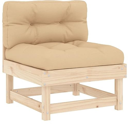vidaXL Sofá Central con Cojines Madera Maciza de Pino