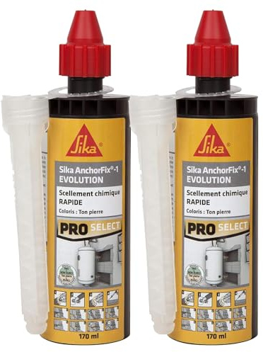 SIKA Scellement chimique rapide pour fixation d'objets lourds, Résine époxy, Ton Pierre, 165 ml (Lot de 2)