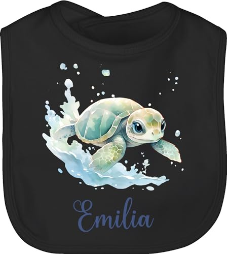 Geschenk mit Namen personalisiert by Shirtracer - Baby Lätzchen - Schildkröte mit Name personalisiert I Zootiere I Panzertier