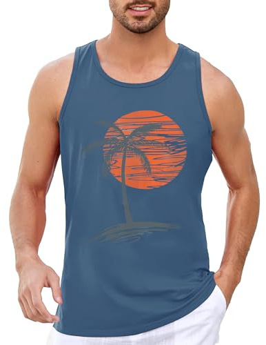 Runcati Herren Printed Tank Top Ärmelloses Sport Muskelshirt | Regular Fit, Baumwolle, Fitness, Gym, Training, Sommer, Unterhemd, Atmungsaktive, Bodybuilding