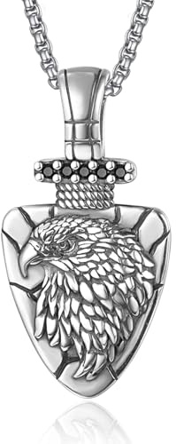 KATHLU Adler Halskette 925 Sterling Silber Adler Anhänger Hawk Punk Rock Hip Hop Geschenk Cooler Schmuck für Männer