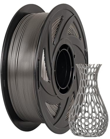 TRONXY PETG Filament 1,75 mm, Metall Hellgrau 3D-Drucker Filament Genauigkeit +/- 0,05 mm, 1 kg Spule (2,2 lbs) für 3D-Drucker