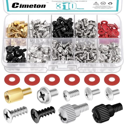 Cimeton Set di viti per computer, 310 pezzi, per scheda madre, standoff, viti, per scheda madre universale, per scheda madre, PC, computer, alloggiamento di riparazione computer