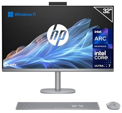 HP OmniStudio X All-in-One 32 UHD 4K (Procesador Intel Ultra 5-125H, 16GB RAM, 1TB SSD, Gráfica Intel ARC, Windows 11) - Teclado QWERTY Español - Silver