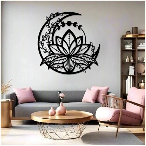 Generisch Wanddekoration, Mondphase Wanddeko Metall Schwarz Mond Wanddekoration Silhouette Für Haus, Garten, Hotel Und Bürowände