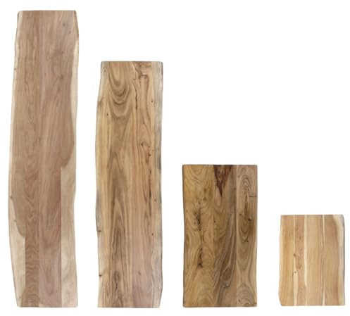 trelevo Waschtischplatte 60x40 cm Akazienholz massiv naturfarben Baumkante | 26mm, Tischplatte, Baumkantenplatte als Waschtisch für Aufsatzwaschbecken