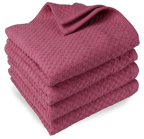 DoubleDry Popcorn Handtücher Set– 4er Set 70x140 cm Baumwolle – 420 g/m² – Weich & Saugstark – Badetuch badehandtücher - Oeko-Tex Made in Green Zertifiziert (Rosa)