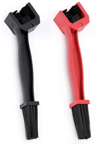 Ketten Reinigungsbürsten 2 Stück Kettenreiniger Bürste Set Kettenreinigung kettenbürste Sauberen Bürsten zum Reinigen für Auto- Motorrad-, Fahrrad- oder Rollerketten Chain Cleaner Brush (Schwarz Rot)