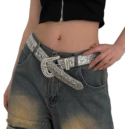 DINSOAVR Moderner Glitzergürtel Für Jeans Punk Stil Nietengürtel Für Street Player Club Party Wear