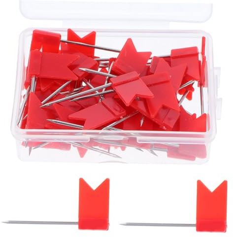 DIYEAH Rote Fähnchen Pins Vielseitige Flaggen Pins aus Kunststoff und Eisen 50 Stück zum Markieren und Dokumentieren Pinnwänden für Zuhause und Büro