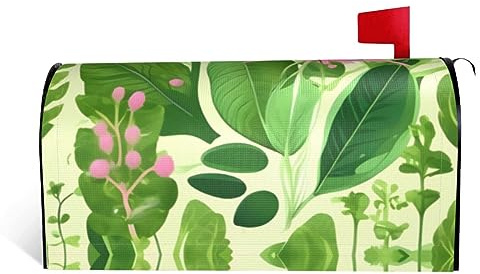 Fiori di piante rosa Si tratta di una copertura per cassetta postale in tessuto impermeabile con una stampa su un lato e un'apertura curva su un lato.