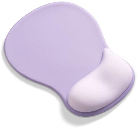 AOKSUNOVA Tapis de Souris Ergonomique avec Coussin en Gel Lilas | Coussin en gel, surface en tissu lisse, base stable, bords renforcés et format compact, plusieurs couleurs disponibles