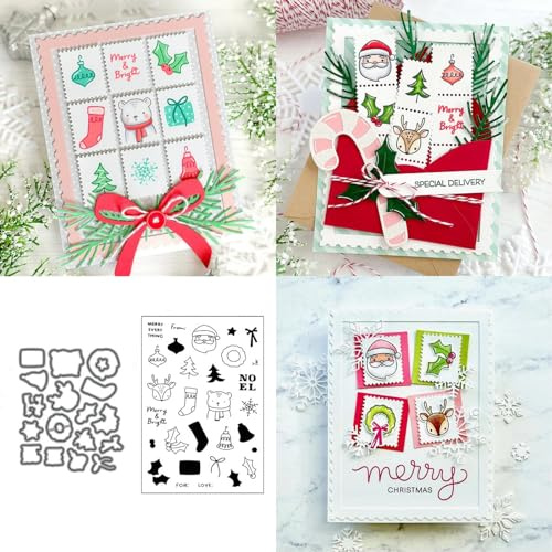 Frohe Weihnachten Silikon Stempel und Metall Stanzschablone für Kartenherstellung