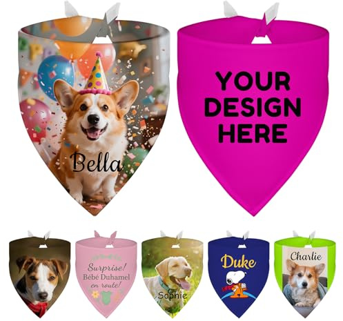Hundehalstuch, personalisierbar, mit Bildname, personalisierbar, für Geburtstagsparty, Hundehalstuch, Hunde-Liebhaber, Geschenk, Größe M