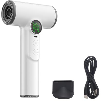 Secador de cabello recargable USB portátil con pantalla digital 3 velocidad 3 Configuración de temperatura para viajes de campamento de dormitorios
