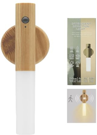 ESTABA Motion Sensor Wireless Night Lights, USB Rechargeable Night Light, Stick-On Magnetic Portable Rechargeable Lamp, Motion Sensor Wall Lights Indoor for Stairways, Corridors, Wardrobes, Wooden