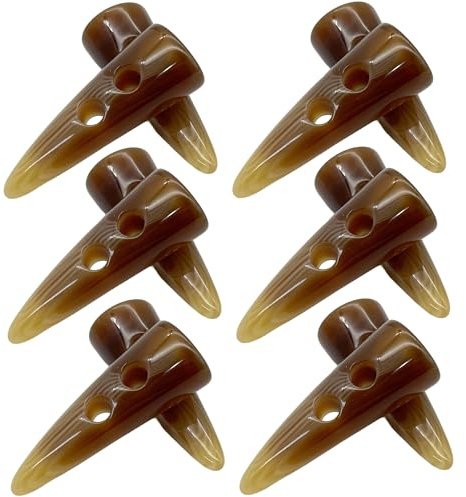 DHER 12 pcs Hornschnalle knebelknöpfe knebelknopfverschlüsse 5cm | dufflecoat verschluss strickjacke Kuhhornförmige gemusterte Harzknöpfe für Pullover Trenchcoat Jacke Rucksäcke hellbraun
