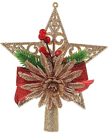 HEALEEP Decorazione Forma Di Stella Per Albero Di Natale Accessorio Decorativo Glitterato Per Cima Albero Decorazione Unica in Tinta Unita Per Arredamento Vintage Per Casa