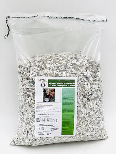Scaglie di Gusci di Ostriche – Alimento Minerale per Pollame – Fonte di Calcio Naturale – Galline, Quaglie, Faraone – Prodotto e confezionato in Francia (4,5 kg)