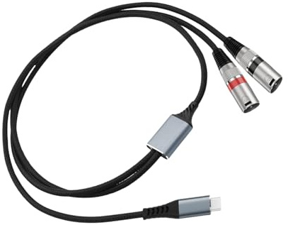 Zqxnt Câble adaptateur USB C vers 2 XLR mâles répartiteur en forme de Y pour équipement de studio avec technologie de décodage haute fidélité 384 kHz câble de carte son double XLR professionnel