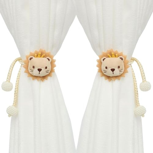Dekorative Vorhang-Raffhalter aus Baumwollseil, 2 Stück, Beige mit Quasten, Seilhalter für Gardinen