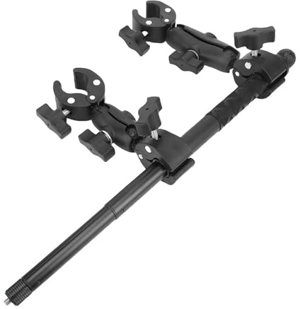 Generic Cykelstyre Selfie Stick, 360° Rotation Justerbar Dubbelhuvud Super Clamp-kamera, Cykel Motorcykelstyre Stick Stångfäste Hållare Tillbehör