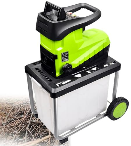 Elektrischer Häcksler 2800 W mit 60 l abnehmbarem Auffangbehälter, verstellbarer Schneidknopf, geräuscharmes Design (94 dB) – verwandelt Äste und Blätter in Gartenmulch