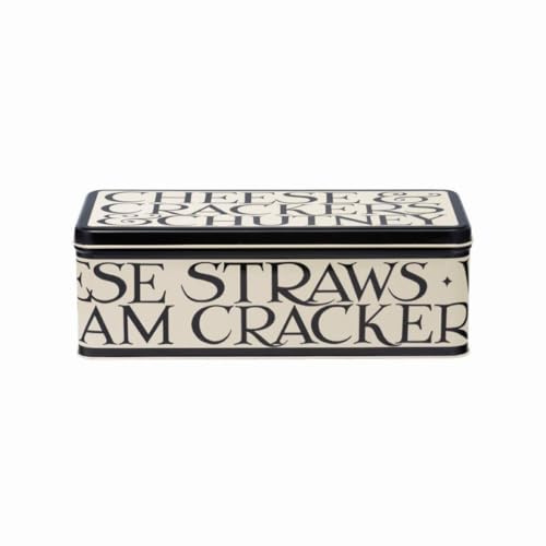 Emma Bridgewater Toast & Marmalade Cracker Storage Tin, Black and Cream, Metal Container, 24 x 8.2 x 10.2 cm