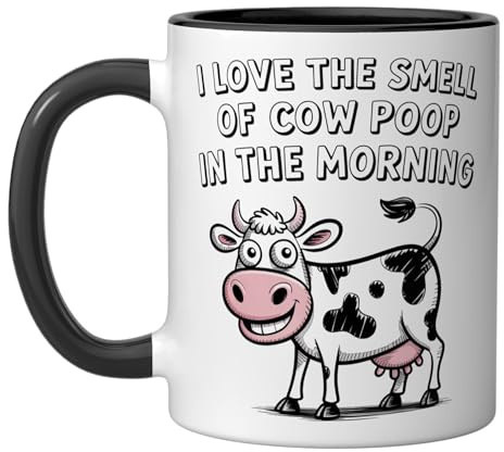 I Love The Smell Of Cow Poop In The Morning Ranch Life Ceramic Mug, Black/White