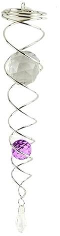 Wind Spinner - Decorative Spiral Hanging Spinner with Gazing Ball and Crystal Tail Stabilizer for Outdoor Garden Decor(Purple)