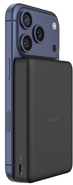 Belkin BoostCharge Batería Externa Magnética 10000 mAh 1 Puerto USB-C Negro | Power Bank 10000 mAh, Anillo Magnético, 2 Puertos USB-C, Cable Incluido, Autorizada como Equipaje de Mano, Batería Portátil