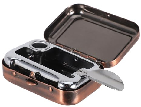KHBUAB Cenicero con Tapa Resistente y Funcionalidad a Prueba de Viento Rectangular Portátil de Metal Adecuado para Viajes y Oficina